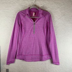 Lucy Shirt Women's Large‎ Pink Half Zip Thumb Hole Sleeve Pullover Athletic 7614